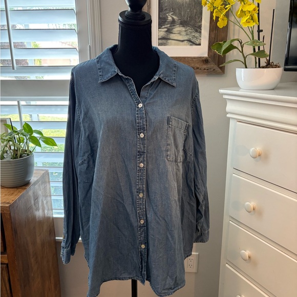 J. Jill Tops - J. Jill Blue Denim Button-Up Shirt, 2X